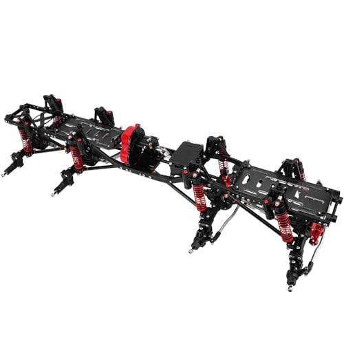 RZXYLRC 8x8 DIY Metal Upgraded RC Chassis Frame with Portal Axles Transmission for Axial SCX10 1/10 RC 8x8 Crawler Car (Black)