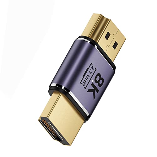 NFHK HDMI Male to HDMI 2.1 Male UHD Extension Gold Converter Adapter Support 8K 60hz HDTV, Silver,Gold