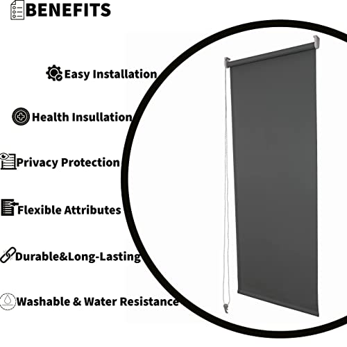 Funky Gadgets Blackout Roller Blinds Window Shades Easy Fit Thermal Roller Blind 3 Pass Black Out Fabric for Room Darkening Trimmable Child Safe Metal Tube Charcoal Grey (60cm Wide x 165cm Drop) - Image 4