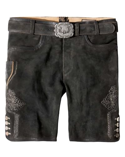 Stockerpoint Herren Lederhose Corbi4 I Größe 44-64 I Bequeme Trachtenhose in edler Hirschoptik inkl. Gürtel I Aus 100% hochwertigem Wildbockleder I Perfekt für...