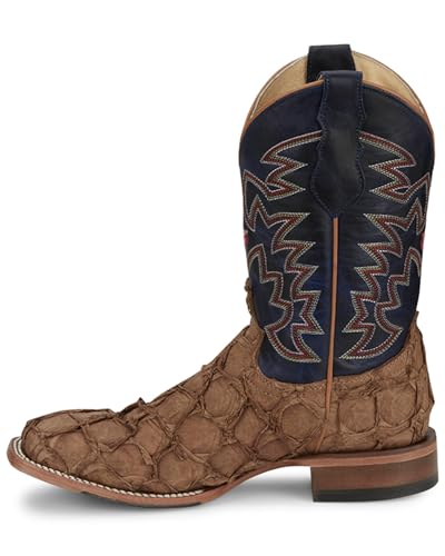 Justin Ocean Front 11" Pirarucu Men's Western Boot - Exotic Leather, Durable Design, Tan - 12 D3