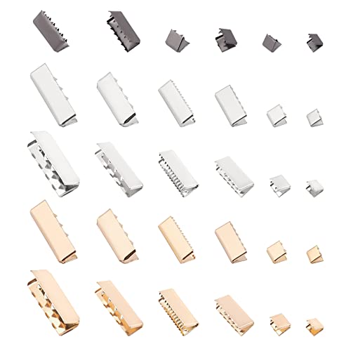 PH PandaHall 7 Styles Pince à Sertir Les Extrémés, 38pcs Extrémés de Sertissage de Ruban en Laon Fin de Boucle de Ceinture pour Bijoux de Réparation de...