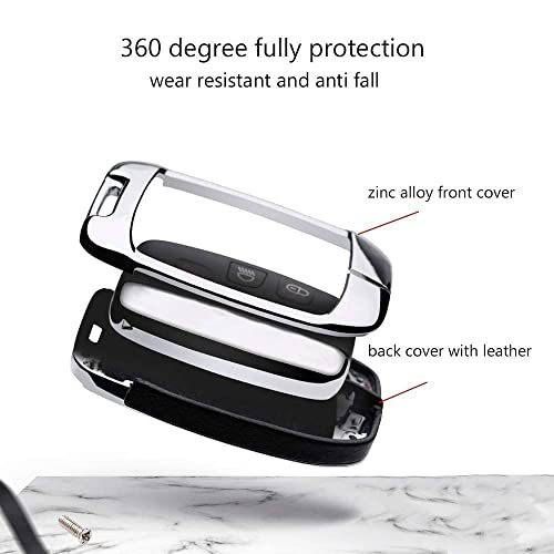 ontto Key Cover Fit for Land Rover Key Case Metal Leather Key Holder with Keychain