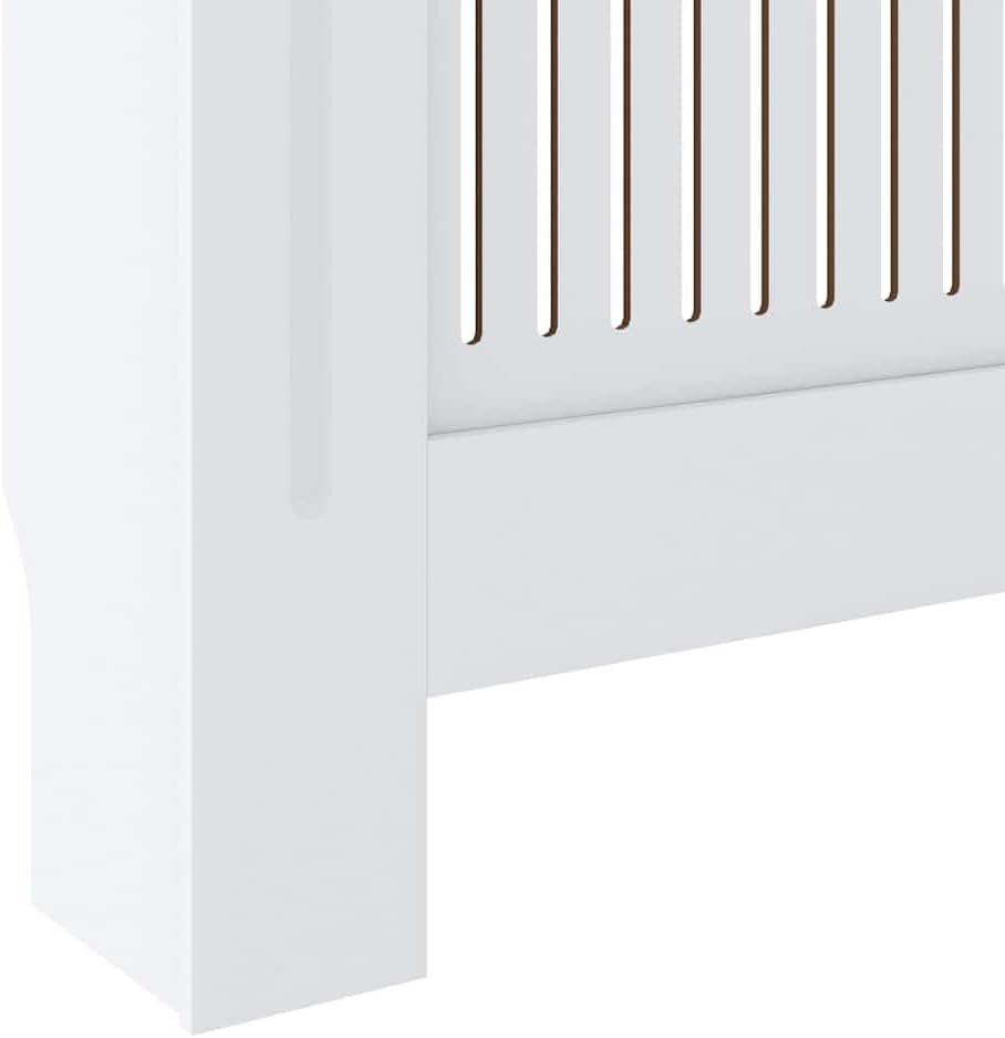 MDF Radiator Cover, White, Adjustable Length 55.9" to 80.7", Shelf for Storage, Protects Children & Pets from Heat, Home Heating Use