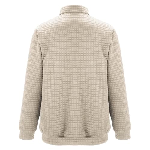 Quarter Zip Pullover Men Waffle-Knit Long Sleeve Sweatshirt Mock Neck Zipper Polo Shirts Loose Fit Christmas Sweater2