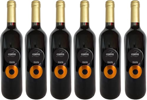 Vino Tinto 0,0 SIN ALCOHOL – LOS CORZOS | Caja de 6 botellas x 0,75 cl | Bodegas Los Corzos