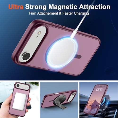 Image of SUPFINE Magnetic for iPhone Air Case (Compatible with MagSafe)(Military Grade Drop Protection) Slim Translucent Matte Shockproof with Anti-Fingerprint Phone Cover for 17 Air,Wine Red