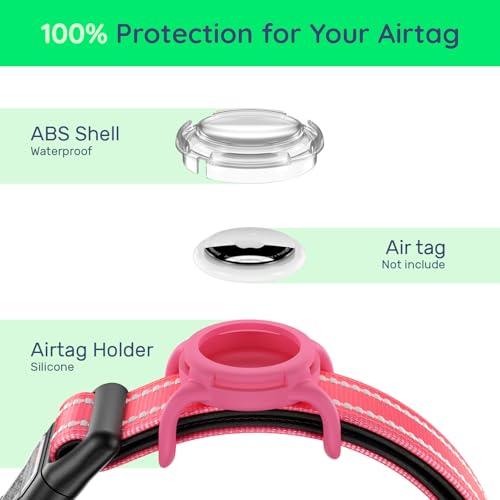 WhoseID Reflective Dog Collar with AirTag Holder, Waterproof Dog Collar with QR Code, Heavy Duty Adjustable Pet Collar for Small Medium Large Dogs, Rose - Image 4