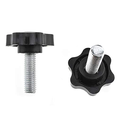 Hahiyo Hex Handle Threaded Knobs Star Bump Shape M10 30mm Screw Length 38mm Head Diameter Clamping Handgrip Nut Screw Combined Tightly Solid Plum No Tool Needed for Table Stand Deck Plastic 2pcs
