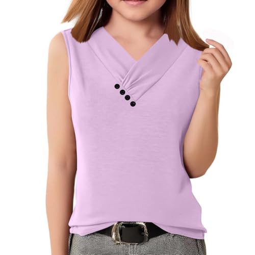 Girls Tank Tops Kids Casual Summer Sleeveless T Shirts Tween Girls Off The Shoulder V Neck Lightweight Tops Blouse3