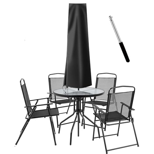 OKPOW Funda para sombrilla de Tela Oxford 600D Impermeable con Cremallera (170 x 27,5 x 33,5 cm), para sombrilla de jardín de 300 cm de diámetro (Negro)