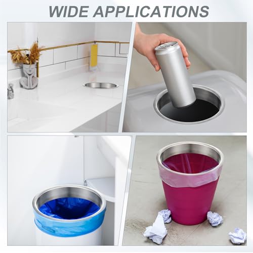 Image of Honeydak 4 Piece 8 inch (Nominal) Diameter x 1 inch Height 304 Polished Stainless Steel 8 inch x 1 inch Trash Grommets for Countertop Inserted Trash Kitchen Cabinet Counter Bin, Ease to Install