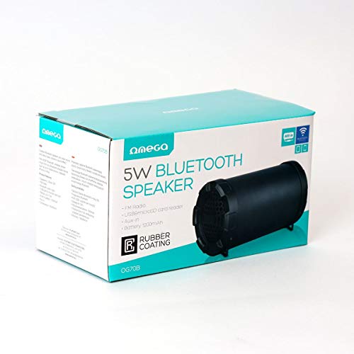 Platinet Omega OG70B Bazooka 3,5 inch Bluetooth Speaker, Rubber Coating, Aux In, FM-radio, USB en Micro SD-kaartlezer… - Image 4