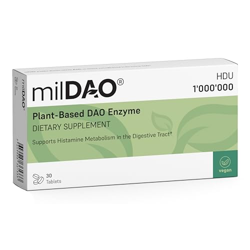 milDAO 30 Vegan Tablets | DAO Enzyme Supplement for Histamine Intolerance | Pure & High-Standard Halal-Certified | 1 000 000 HDU per Tablet | with Catalase | Foil Pouch for Maximum Stability