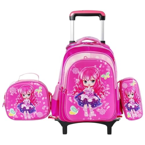 Mochila Rodinha Infantil Masculina Feminina Escolar Juvenil Reforçada crianças menino e menina (Menina Ruiva 2)