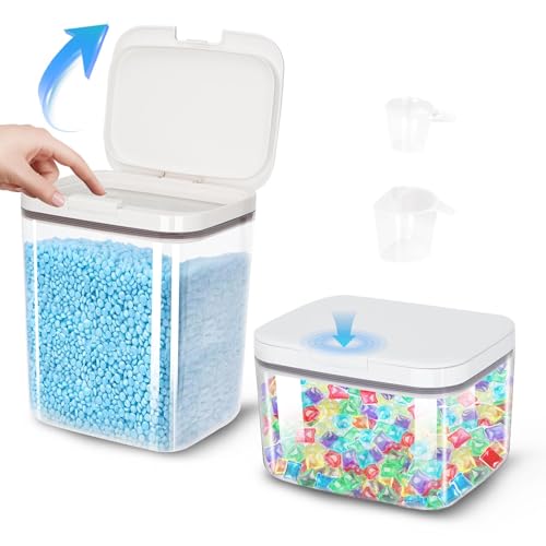sunal Laundry Pods Storage Container for Organization, 2.8L+5.5L Large Capacity Laundry Powder Container with Airtight Lid for Detergent, Scent Booster Storage
