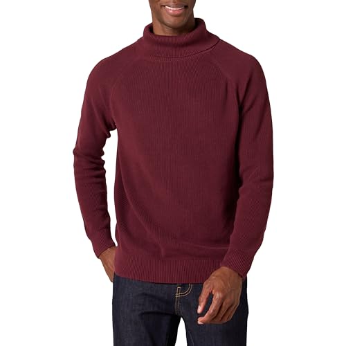 Amazon Essentials Jersey 100% de Algodón de Punto Acanalado con Cuello Alto Hombre, Burdeos, M