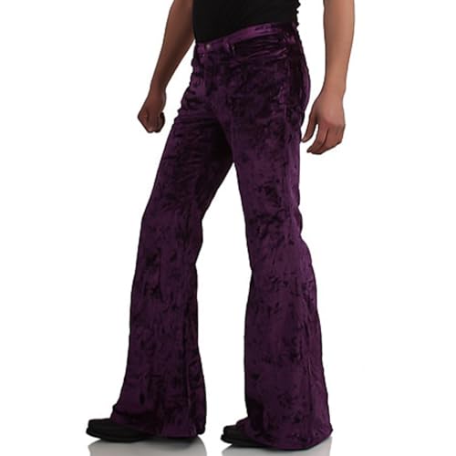 Image of EVEDESIGN Mens Bell Bottom Velvet Pants 60s 70s Disco Outfits for Men Vintage Flared Jeans