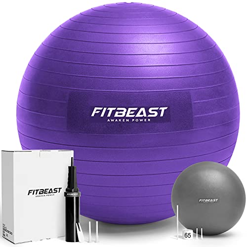 FitBeast-Extra-Thick-Exercise-Ball-65-75CM-Anti-Burst-Yoga-Ball-with-22CM-Mini-Pilates-Ball-Fitness-Gym-Ball-for-Balance-Stability-Pilates-Pregnancy-and-Labour
