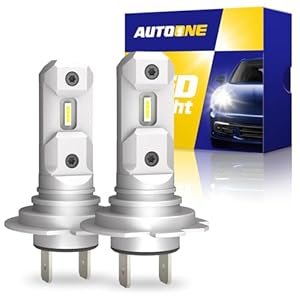 AUTOONE Upgraded H7/H7LL LED Light Bulb, Super Bright Real 1:1 Halogen Mini Size, 10-Year Extended Lifespan, 6500K White Illumination for Automotive Fog Lights, Plug and Play, Pack of 2