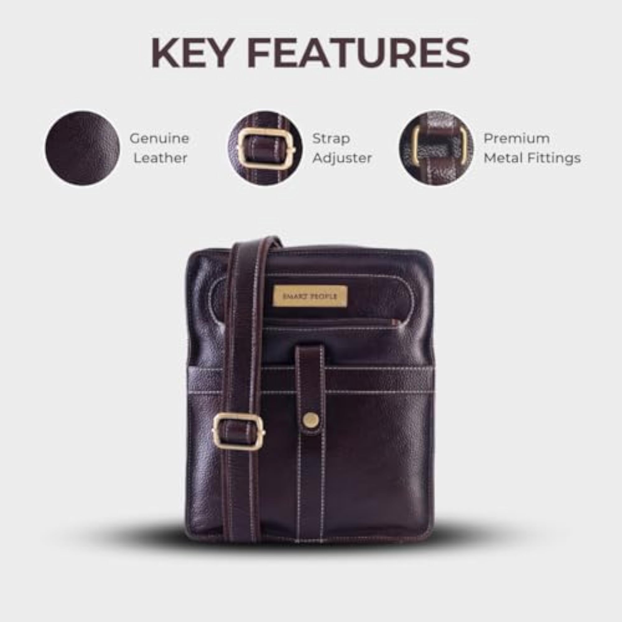 Leather Crossbody Sling Bag for Men, Adjustable Strap