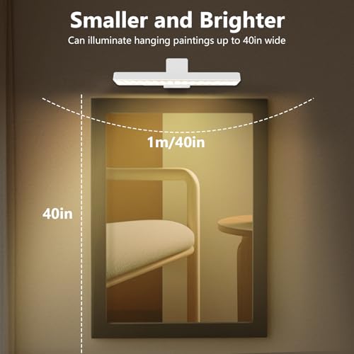 Image of Picture Lights for Wall, 4500mAh Rechargeable Battery Painting Lights with 3 Color Temps,Remote Dimmable Timer Poster Light,Wall Decor Light for Art Display,Frame