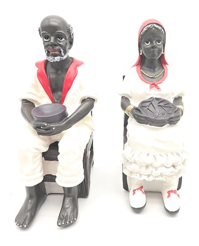 Set de estatuas de resina Francisco & Francisca 8 pulg