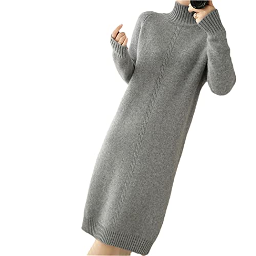 Robe en laine cachemire grise KEHAIOO chic et chaude pour femme