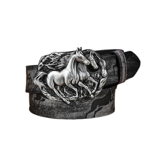 Ceinture western cowboy en cuir PU vieilli avec double boucle cheval pour jean