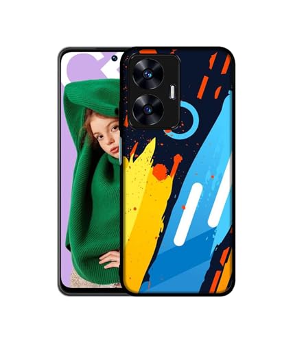 Image of Abstract Stripes Geometric Figures Design Premium 2D Printed Metal Back Case Cover for Realme C55 4G / Narzo N55 4G