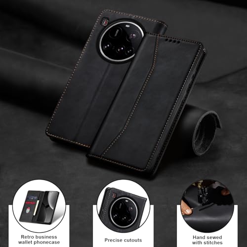 Image of Jasonyu Cover for Xiaomi 15 Ultra Flip PU Leather Case, Book Wallet Cover, Stand Function, Magnetic, Card Slots, TPU Bumper Case (Black)