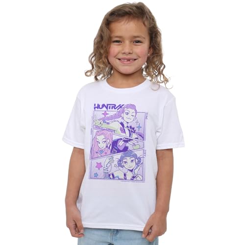 K-Pop Demon Hunters Unisex Childrens Anime Huntrix Huntr/X Kids Black T-Shirt White 5-6 Years
