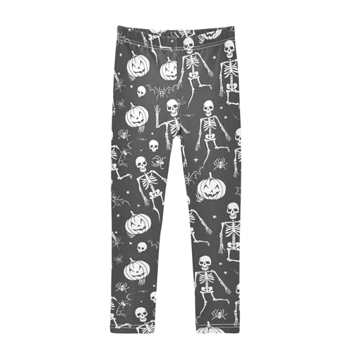 Human Skeleton Pumpkin Bat Girls Leggings Soft Stretch Workout Yoga Dance Pants for Kids Casual Tights