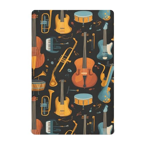 Image of Musical Music Jazz Crib Sheets Soft Breathable Fitted Baby Crib Sheets Mattress Cover for Girls Boys, 52 inch x 28 inch x 9 inch