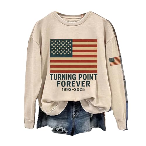 Women's Turning Point Forever 1993 2025 Printed Crew Neck Sweatshirt Patriotic Top