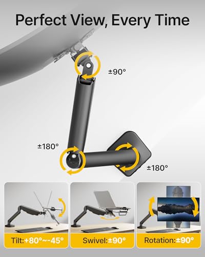 Bras de support pour ordinateur portable 2 en 1 pour libérer de l'espace de bureau - 5