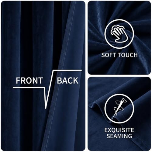 Image of Amazon Brand - Solimo Velvet Curtain Set of 2 (52x72 Inch) Plain Door & Window Curtains for Living Room & Bedroom |75% Light Blocking, Eyelet Curtains for Home Decor in Blue Color (4 feet x 6 feet)