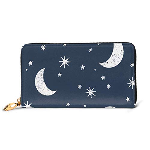 Preisvergleich Produktbild JHGFG Mode Handtasche Reißverschluss Brieftasche Mond Sterne Nachthimmel Telefon Kupplung Geldbörse Abendkupplung Blockieren Leder Brieftasche Multi Card Organizer