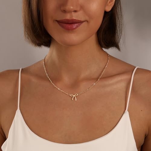 Image of Gold Silver Necklace for Women, Dainty Cubic Zirconia Pendant
