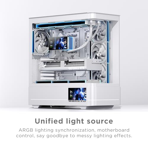 Image of PF 360 CPU Water AIO Cooler Liquid Cooling|5.5-inch LCD Magnetic Screen|360mm ARGB Infinity Mirror 2000RPM PWM Fan|Lower Noise ≤30DBA|for Intel LGA1851 /1700 /1200 /115X AMD AM4 /AM5-White