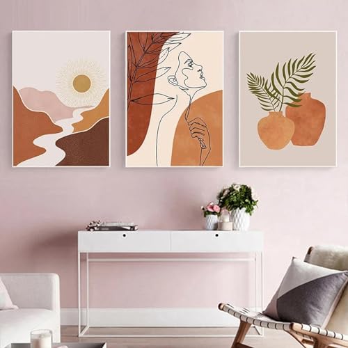 Décoration de salon style bohème avec ce lot de 3 toiles de 40x60cm