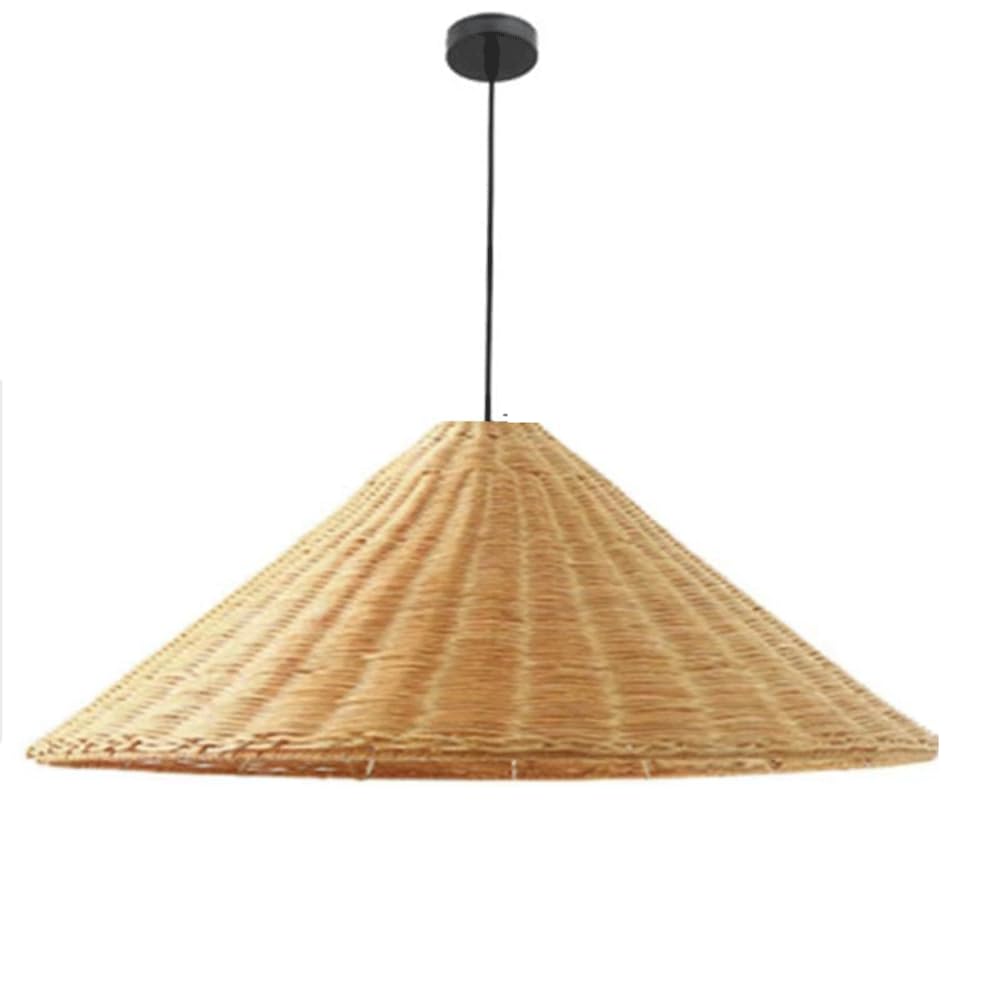 YNAHZAOK Natural Bamboo Rattan Lighting Fixture for Hotel Restaurant Pastoral Rattan Woven Chandelier with Adjustable Suspension Line Vintage Hand-Woven Restaurant Tea Room Entryway Pendant Lamp