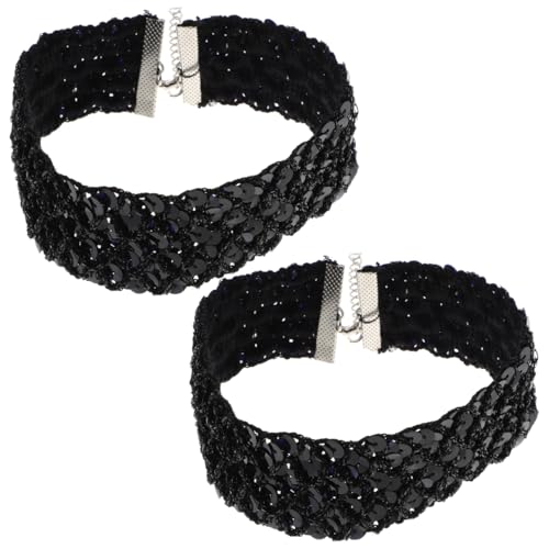 CALLARON 2St Pailletten-Halskette verstellbares breites Halsband eine Halskette Halsketten dekorative Halskette Outdoor-Halskette Halloween schmücken Schlüsselbeinkette Kleidung., 6.99 €