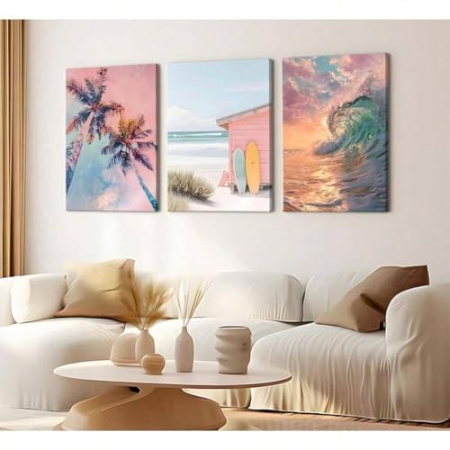 Affiche surf d'été pour salon preppy déco bord de mer 20x35cm