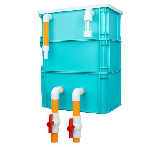Quxxuol水槽ろか装置 池用濾過装置 水槽フィルター 上部フィルター水槽フィッシュレット 養魚池水浄化循環システム 熱帯水族館に適しています (ブルー,ベアボックス(配管継手を含む))