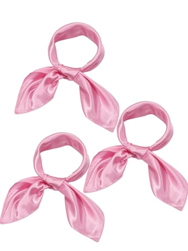 SATINIOR 3 Pcs Neck Scarf Women Silk Chiffon Carf Square Scarf Satin Headscarf Ascot Neck for Women
