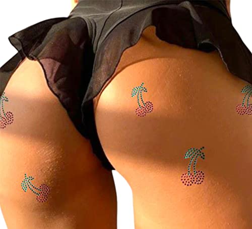 Rebel Tattoo, Vajazzle Jewels Stones, Vajazzle stickers, Body Sexy Crystal for Festive Glow-Up,Transfer Tattoo for New Year and home Parties,Set of Body Crystal(Red Cherry)