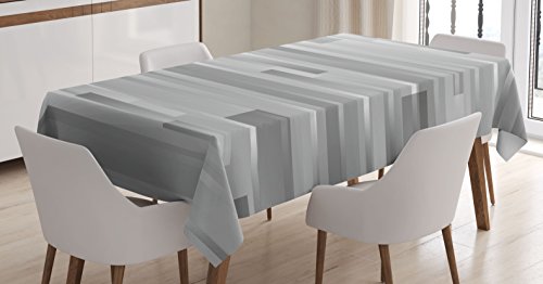 Ambesonne Modern Tablecloth, Futuristic Striped Web Forms Artistic Contemporary Graphic Fusion Artwork Print, Dining Room Kitchen Rectangular Table Cover, 60" X 84", Grey Grey
