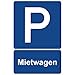 Produktbild Parkplatzschild Mietwagen Parken Schild Blau 30 x 20 x 0,3 cm Kunststoff Parkplatzmakierung Parken Parkplatzschilder Parkplatz Hinweisschild, Verbotsschild, Parkplatz Freihalten