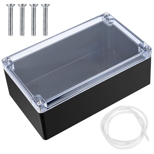 IP65 Waterproof Junction Box, Electronics Project Box, Plastic Clear Cover Project Junction Box Enclosure Case, Electrical Box Outdoor Cable Connector Boxes (black transparent, 200X120X75MM)